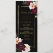 Donker Moody Bourgogne Blush Zwart Bloemen Bruilof Programmakaart (Achterkant)