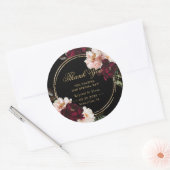 Donker Moody Bourgogne Blush Zwart Bloemen Bruilof Ronde Sticker (Envelop)