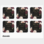Donker Moody Bourgogne Blush Zwart Bloemen Bruilof Vierkante Sticker (Vel)
