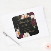 Donker Moody Bourgogne Blush Zwart Bloemen Bruilof Vierkante Sticker (Envelop)