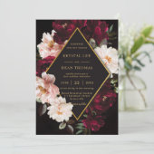 Donker Moody Bourgondië Blush Bloemen Pioenrozen B Kaart (Staand voorkant)