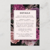 Donker Moody Bourgondië & Maroon Bloemen Zwart Huw Informatiekaartje (Voorkant)