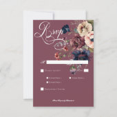Donker Moody Bourgondië Ovaal Bloemen Lijst Diner RSVP Kaartje (Voorkant)