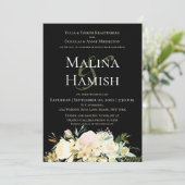 Donker & Moody Bruiloft Custom Monogram Cream Roos Kaart (Staand voorkant)