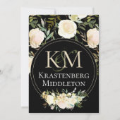 Donker & Moody Bruiloft Custom Monogram Cream Roos Kaart (Achterkant)