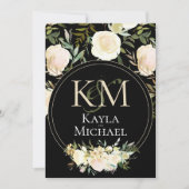 Donker Moody Bruiloft Monogram Wit Roos Kaart (Voorkant)