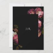 Donker Moody Bruiloft Paarse Bloemen Elegant Zwart Kaart (Achterkant)