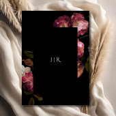 Donker Moody Bruiloft Paarse Bloemen Elegant Zwart Kaart