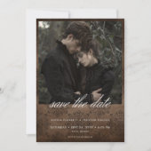 Donker Moody Bruin Damast Foto Bruiloft Save The Date (Voorkant)