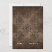 Donker Moody Bruin Damast Foto Bruiloft Save The Date (Achterkant)