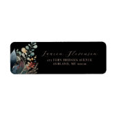 Donker Moody Elegant Bloemen Zwart Bruiloft Etiket (Voorkant)