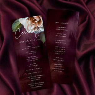 Donker + Moody Floral bruiloft ceremonie programma