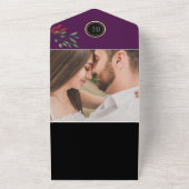 Donker Moody Floral Elegant Zwart Bruiloft All In One Uitnodiging (Buitenkant)