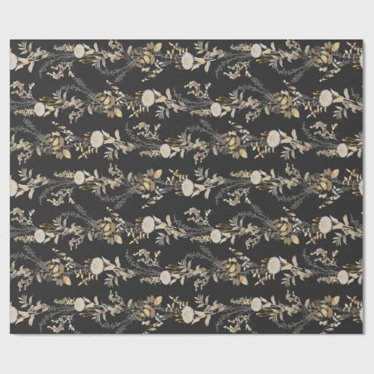 Donker Moody Gold Ivory Botanicals Holiday Gift Cadeaupapier (Vlak)