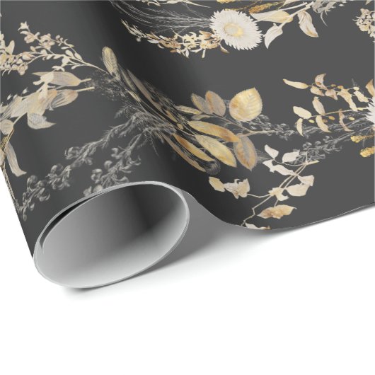 Donker Moody Gold Ivory Botanicals Holiday Gift Cadeaupapier (Rol Hoek)