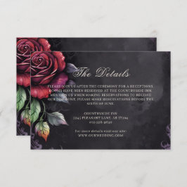 Donker Moody Gothic Red Rose Black Wedding Informatiekaartje