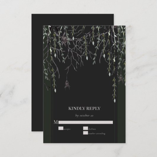 Donker Moody Gotische Bruiloft RSVP Kaartje (Voorkant / Achterkant)