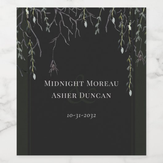 Donker Moody Gotische Bruiloft Wijn Etiket (Enkel label)