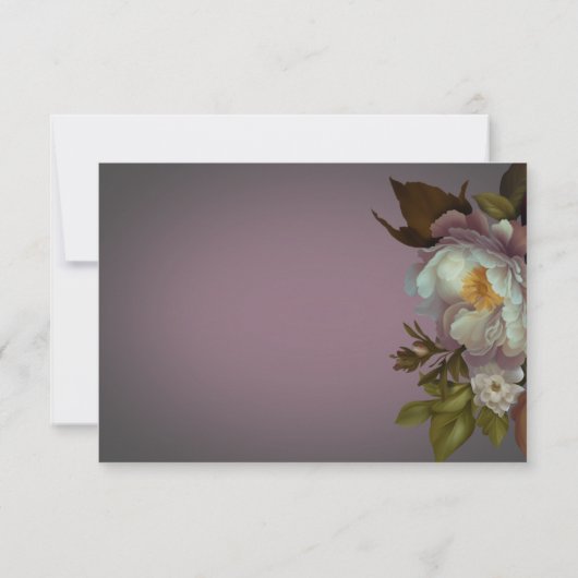 Donker Moody Mauve Bloemen Modern Bruiloft Geen Di RSVP Kaartje (Achterkant)