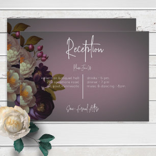 Donker Moody Mauve Bloemen Moderne Receptie Informatiekaartje