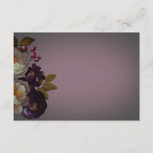 Donker Moody Mauve Bloemen Moderne Receptie Informatiekaartje (Achterkant)