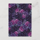 Donker Moody Paarse Gotische Bloemen Bruiloft Deta Informatiekaartje (Achterkant)