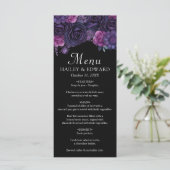 Donker Moody Paarse Gotische Bloemen Bruiloft Menu (Staand voorkant)