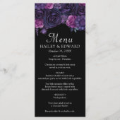 Donker Moody Paarse Gotische Bloemen Bruiloft Menu (Voorkant)