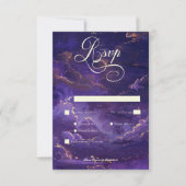 Donker Moody Paarse & Gouden Moonlit Clouds Diner RSVP Kaartje (Voorkant)
