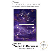 Donker Moody Paarse & Gouden Moonlit Clouds Diner RSVP Kaartje