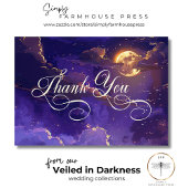 Donker Moody Paarse & Gouden Moonlit Wolken Bruilo Bedankkaart