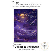 Donker Moody Paarse & Gouden Moonlit Wolken Bruilo Kaart