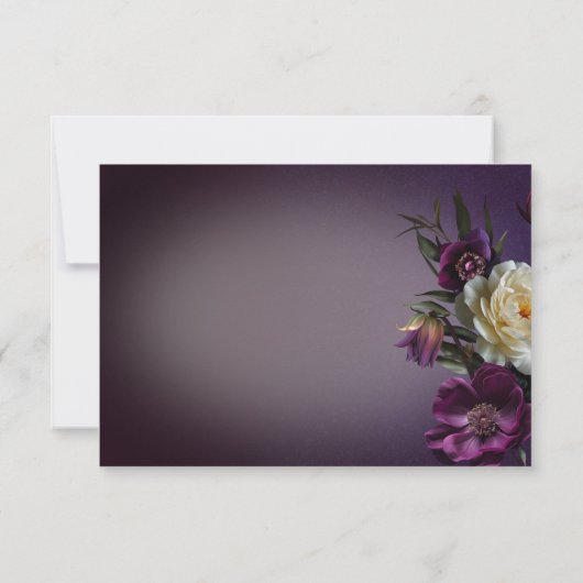 Donker Moody Paarse Lavendel Bloemen Modern Geen D RSVP Kaartje (Achterkant)