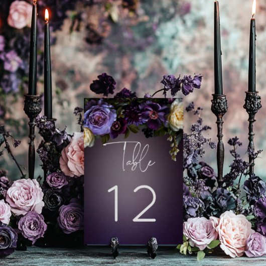 Donker Moody Paarse Lavendel Bloemen Modern Huweli Kaart