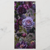 Donker Moody Paarse Lavendel Bloemen Modern Huweli Menu (Achterkant)