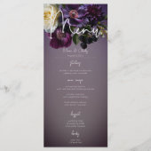 Donker Moody Paarse Lavendel Bloemen Modern Huweli Menu (Voorkant)
