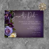 Donker Moody Paarse Lavendel Bloemen Modern Huweli Save The Date