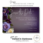 Donker Moody Paarse Lavendel Bloemen Modern Huweli Save The Date