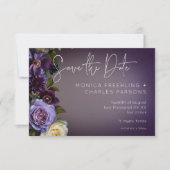 Donker Moody Paarse Lavendel Bloemen Modern Huweli Save The Date (Voorkant)