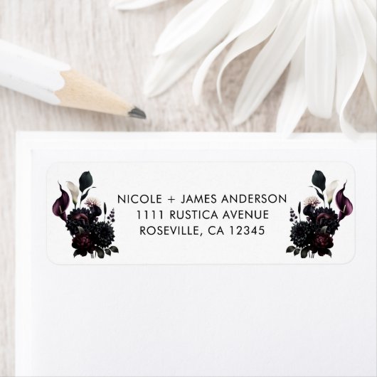 Donker Moody Romantisch Bloemen Bruiloft Etiket (Insitu)
