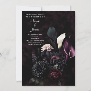 Donker Moody Romantisch Bloemen Bruiloft Kaart