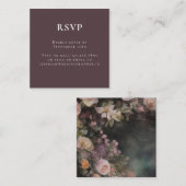 Donker Moody Romantisch Bloemen Bruiloft RSVP Informatiekaartje (Voorkant / Achterkant)