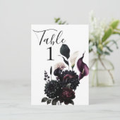 Donker Moody Romantisch Bloemen Bruiloft Tafel Num Kaart (Staand voorkant)