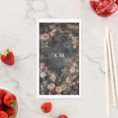 Donker Moody Romantisch Bloemen Monogram Bruiloft Servet (Insitu)