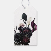 Donker Moody Romantisch Bloemen Wit Bruiloft Cadeaulabel (Voorkant)