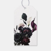 Donker Moody Romantisch Bloemen Wit Bruiloft Cadeaulabel (Achterkant)