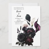 Donker Moody Romantisch Bloemen Wit Bruiloft Kaart (Voorkant)