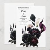 Donker Moody Romantisch Bloemen Wit Bruiloft Kaart (Voorkant / Achterkant)