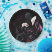 Donker Moody Romantisch Bloemen Wit Bruiloft Papieren Bordje (Feest)