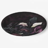 Donker Moody Romantisch Bloemen Wit Bruiloft Papieren Bordje (Gekanteld)